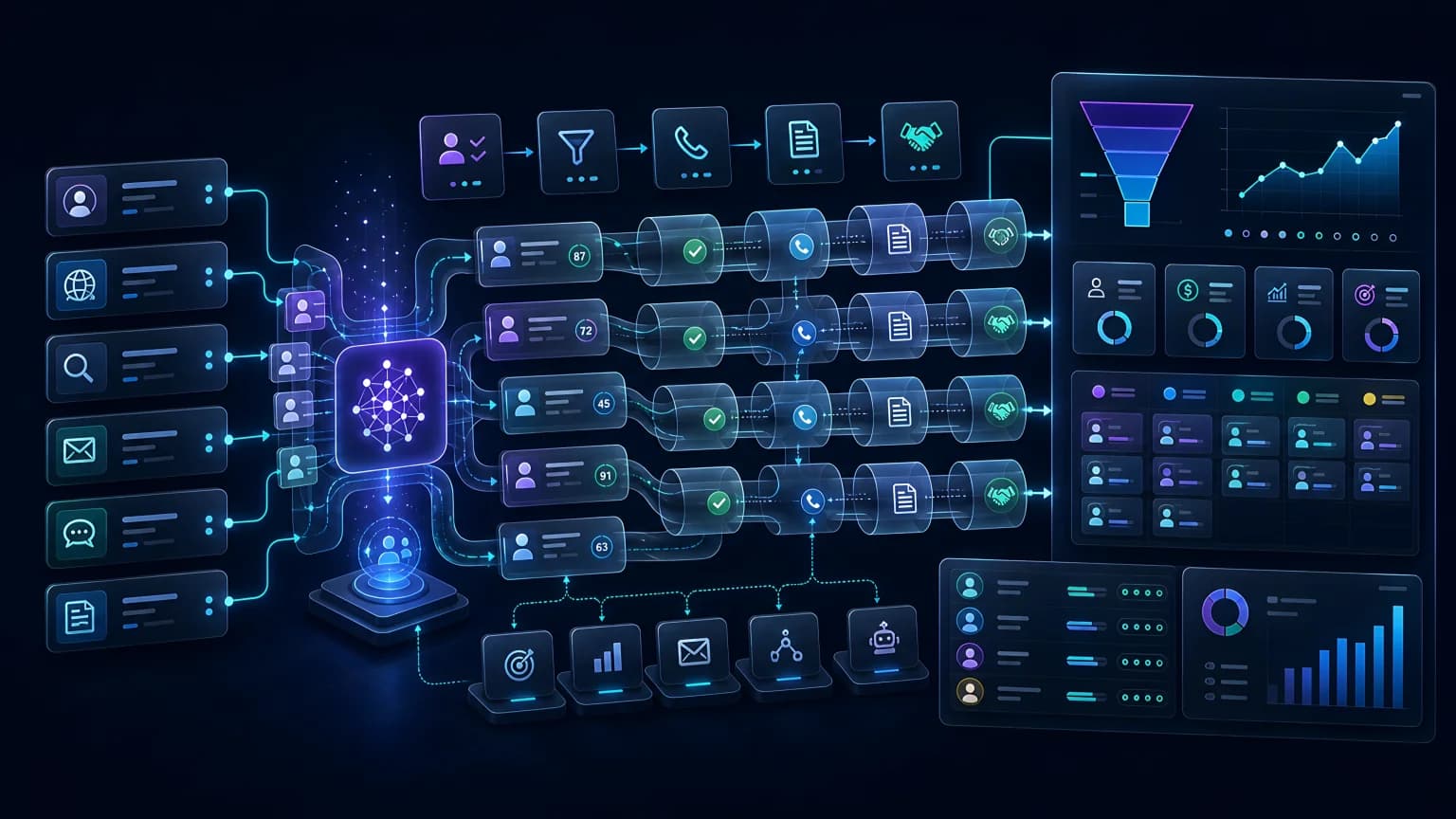 Автоматизация продаж: лиды, CRM-воронка, скоринг, сделки и аналитика РОПа